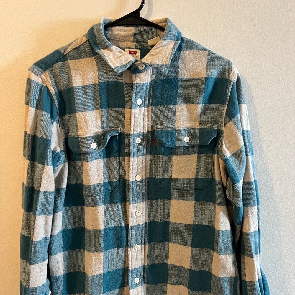 Levi's Blue and Cream Casual Button Down Shirt